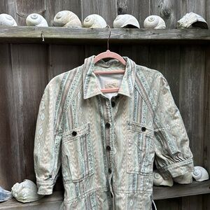 Sezane Ren dress Organic 100% cotton FR 42 / US 10 printed denim belted …